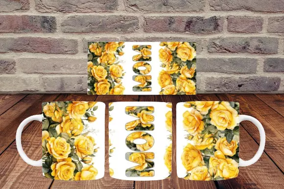Floral "Mom" Mug – Perfect Mother’s Day Gift - 11 oz - Yellow Flower