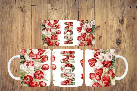 Floral "Mom" Mug – Perfect Mother’s Day Gift - 11 oz - Red