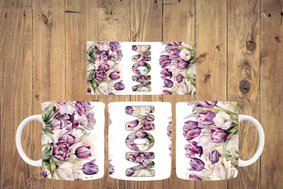 Floral "Mom" Mug – Perfect Mother’s Day Gift - 11 oz - Purple Petal Flower