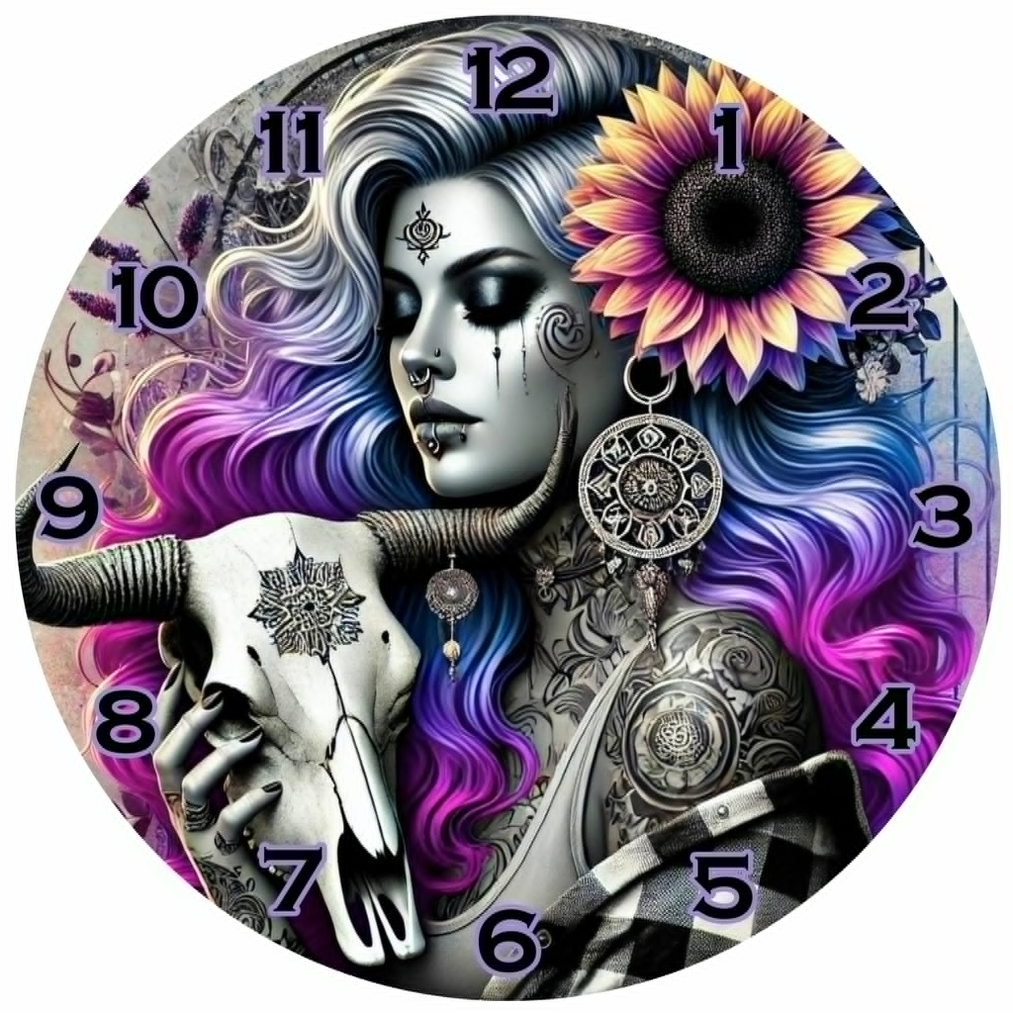 Wall Clock 30cm your home decor high-quality MDF - Tattoo Girl
