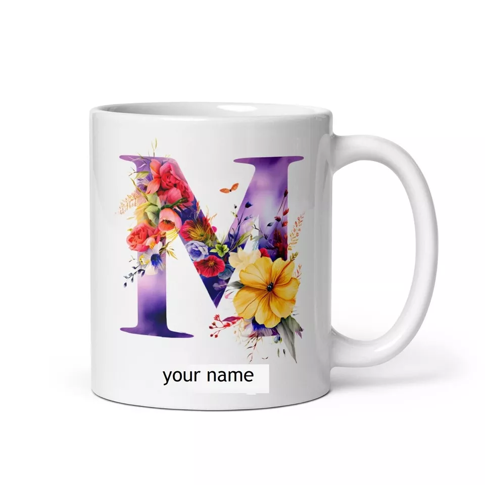 Personalised Beautiful Butterflies & Flowers Novelty Gift Fine Bone Mug