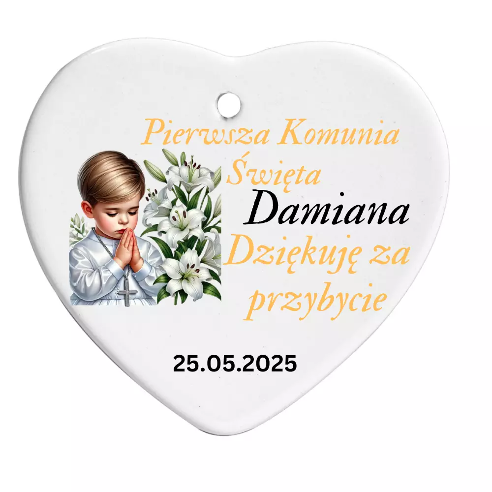 Ceramiczne serduszka – podziękowania dla gości na Pierwszą Kom - Set Of 10/5/1