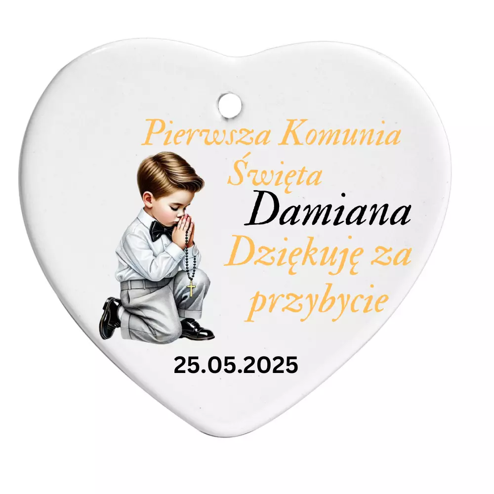 Ceramiczne serduszka – podziękowania dla gości na Pierwszą Kom - Set Of 10/5/1