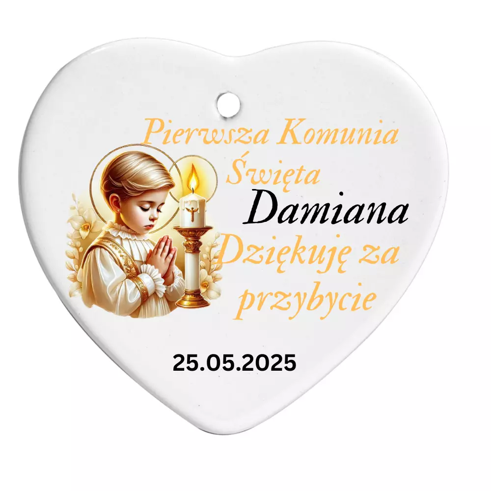 Ceramiczne serduszka – podziękowania dla gości na Pierwszą Kom - Set Of 10/5/1