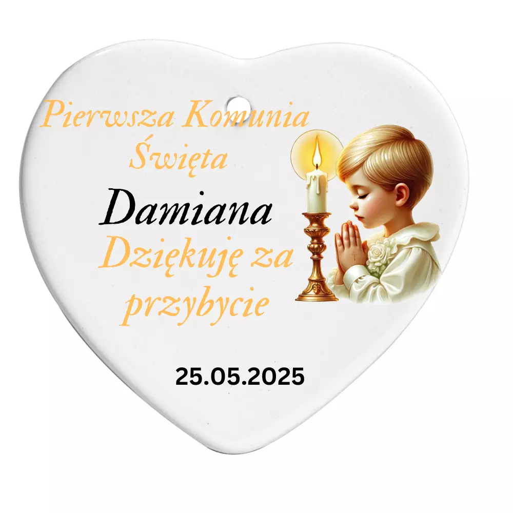 Ceramiczne serduszka – podziękowania dla gości na Pierwszą Kom - Set Of 10/5/1
