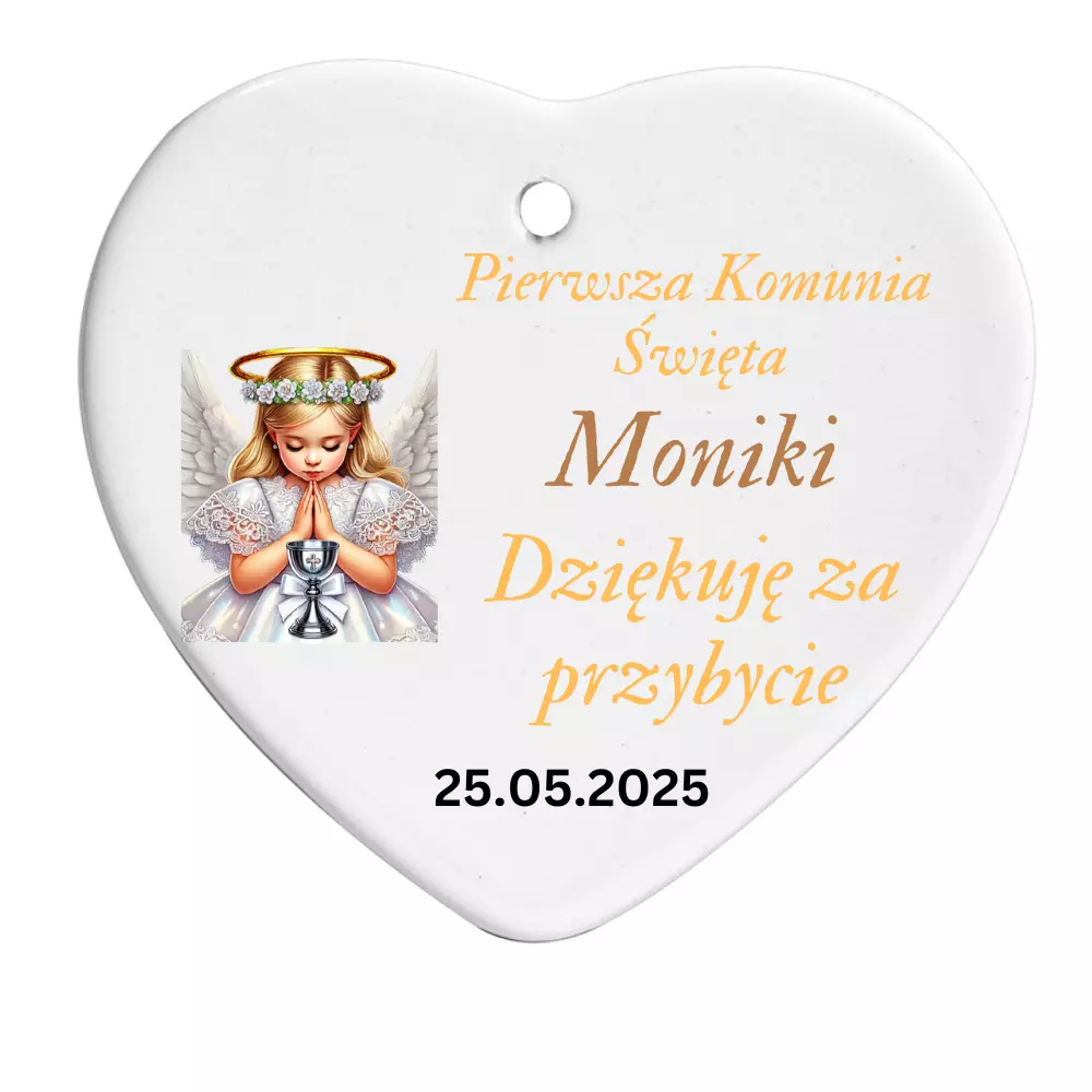 Ceramiczne serduszka – podziękowania dla gości na Pierwszą Kom - Set Of 10/5/1