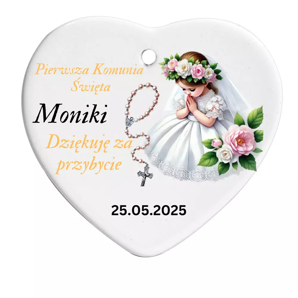 Ceramiczne serduszka – podziękowania dla gości na Pierwszą Kom - Set Of 10/5/1