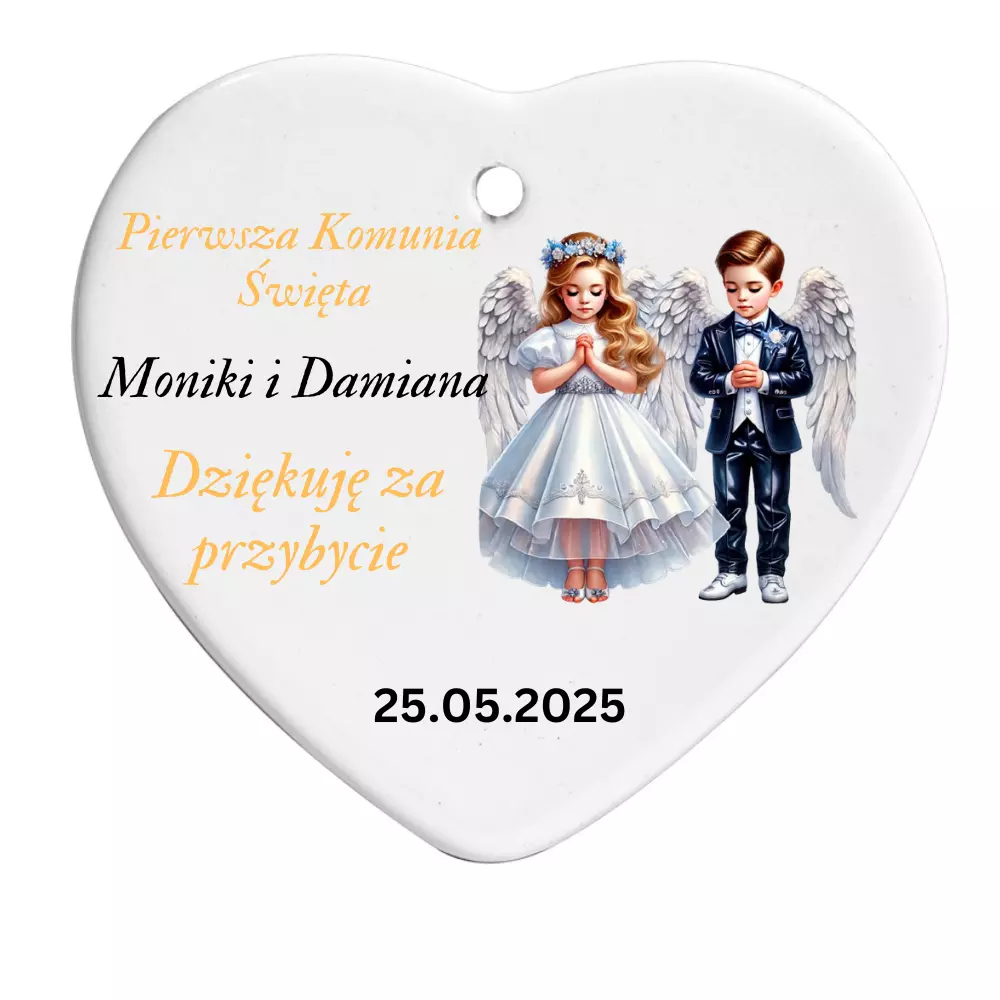 Ceramiczne serduszka – podziękowania dla gości na Pierwszą Kom - Set Of 10/5/1