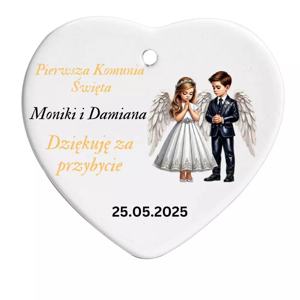 Ceramiczne serduszka – podziękowania dla gości na Pierwszą Kom - Set Of 10/5/1