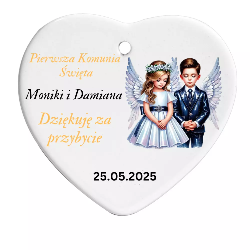 Ceramiczne serduszka – podziękowania dla gości na Pierwszą Kom - Set Of 10/5/1