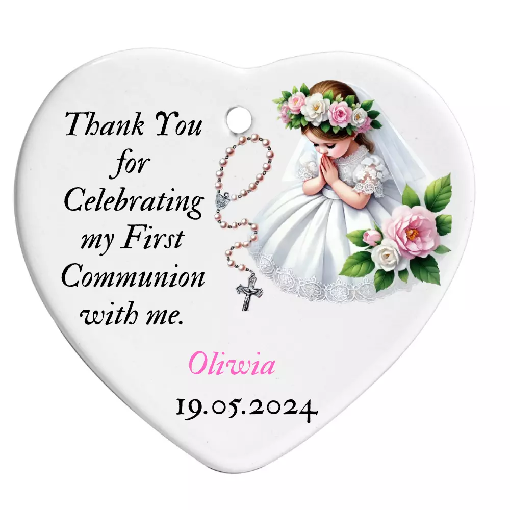 Ceramic Hearts – Thank You Gifts for First Holy Communion - Set Of 10/5/1