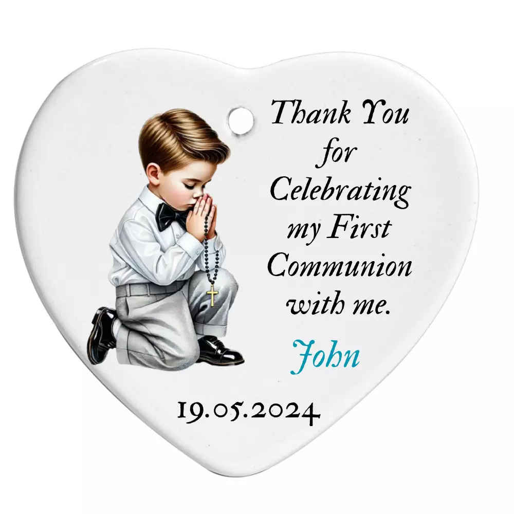 Ceramic Hearts – Thank You Gifts for First Holy Communion - Set Of 10/5/1