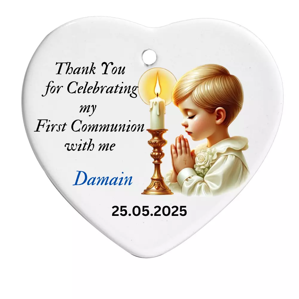 Ceramic Hearts – Thank You Gifts for First Holy Communion - Set Of 10/5/1