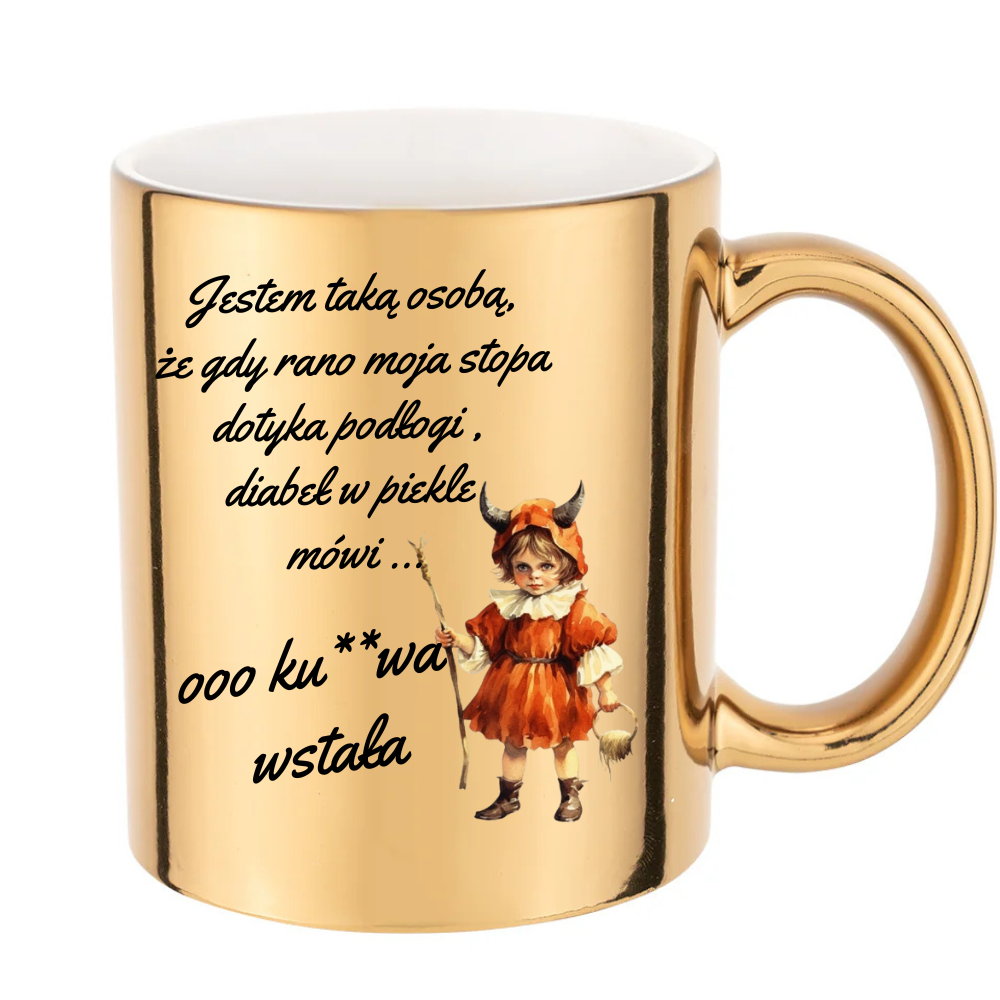 ✨ Złoty kubek 11 oz z zabawnym polskim napisem ✨