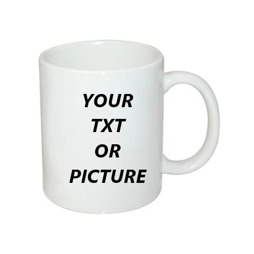 Personalized white Mug PINK - your picture or txt
