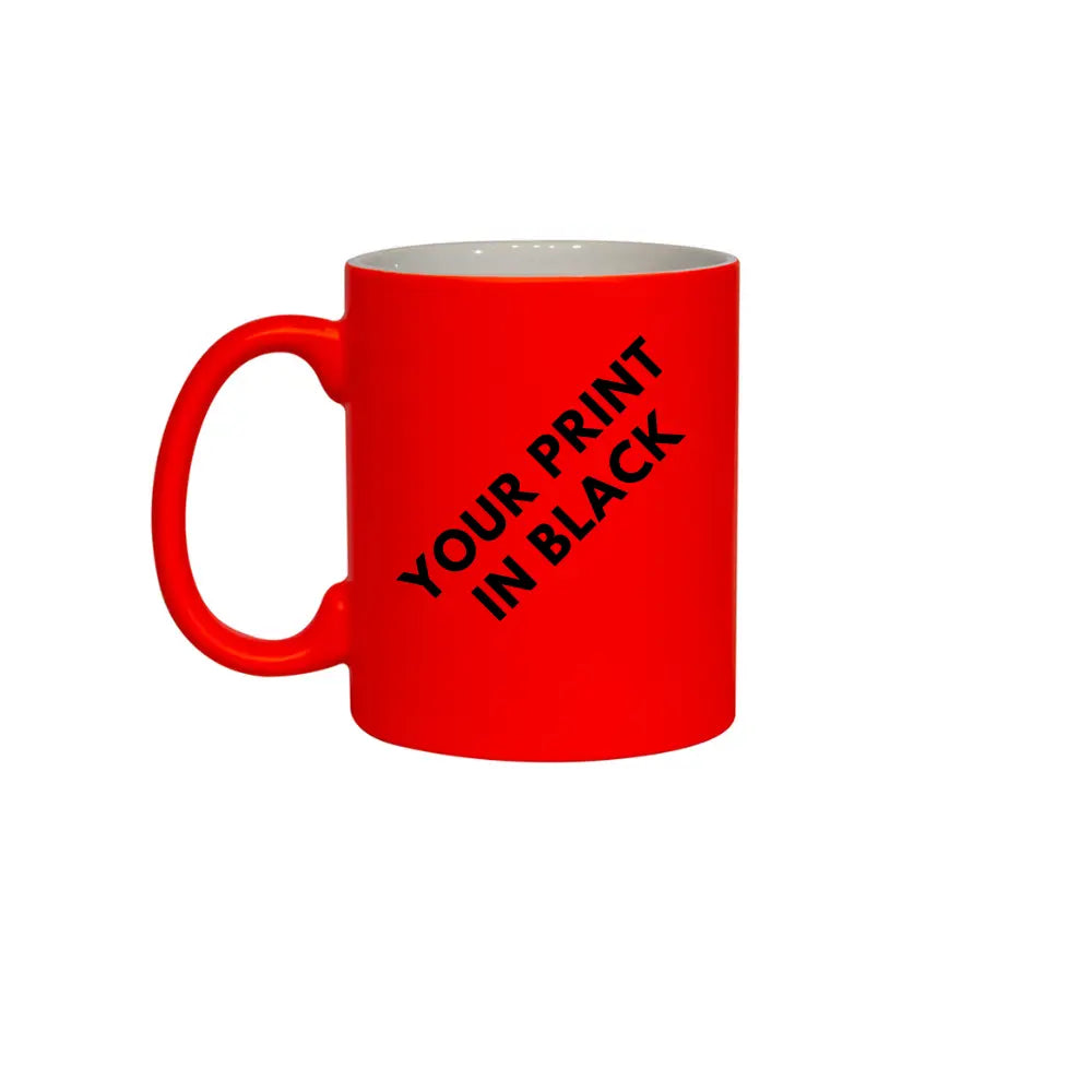 PERSONALISED Neon ORANGE 11OZ Ceramic Coffee Mug Fluorescent Matt Tea Cup - ANY TXT