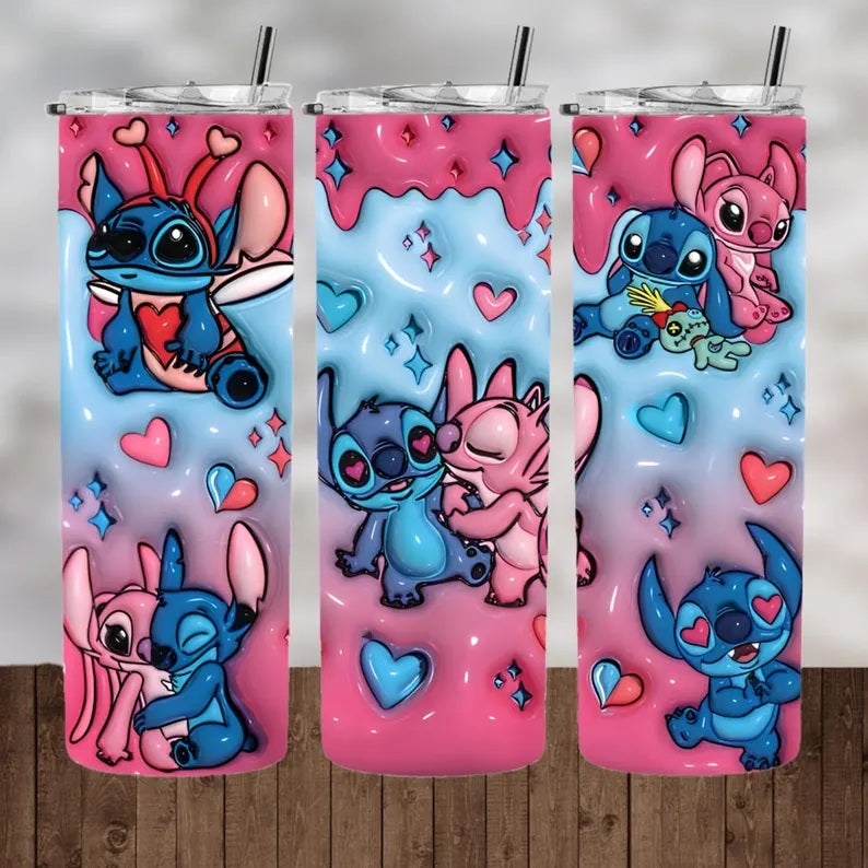 Personalised Tumbler Stitch Water Bottle, Insulated Flask & Straw, Stainless Steel Drinkware 16 amazing 3D patterns to choice