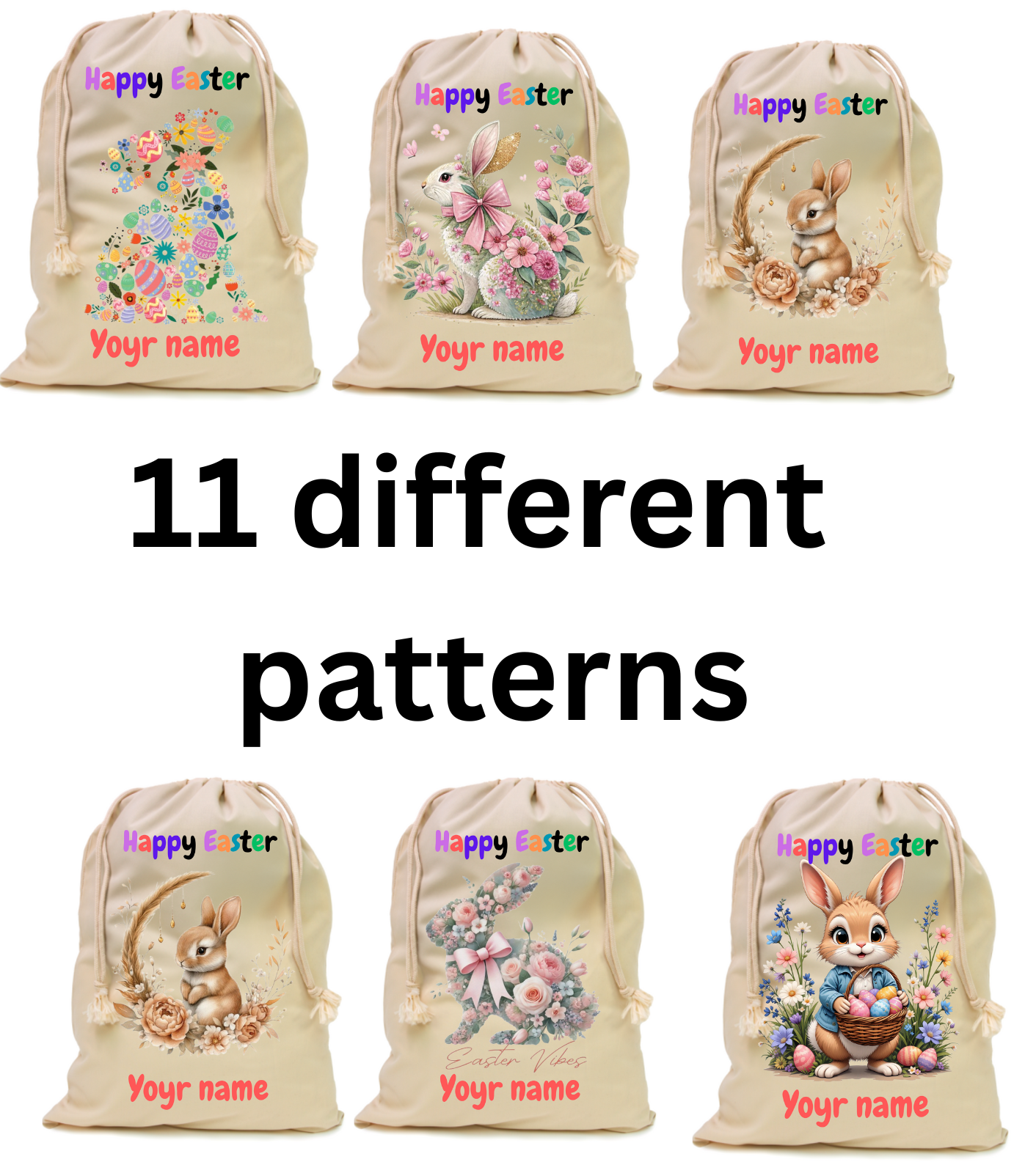 Personalised Easter Sublimation Polyester Sacks β Make Your Gifts Extra Special! π°π