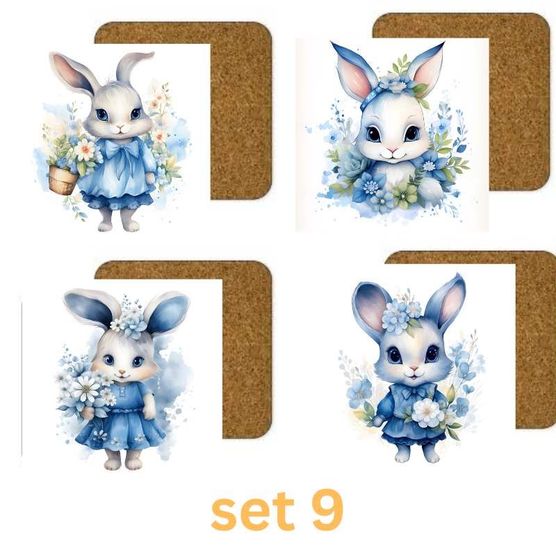 Easter Square Coaster Sublimation x 4 Gift Set Set Coaster Gift Set