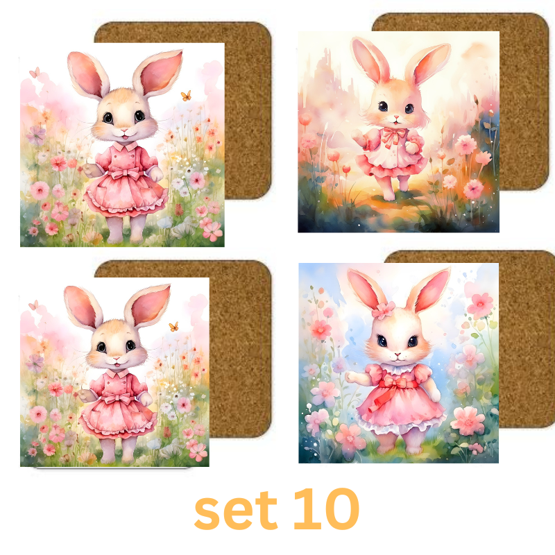 Easter Square Coaster Sublimation x 4 Gift Set Set Coaster Gift Set