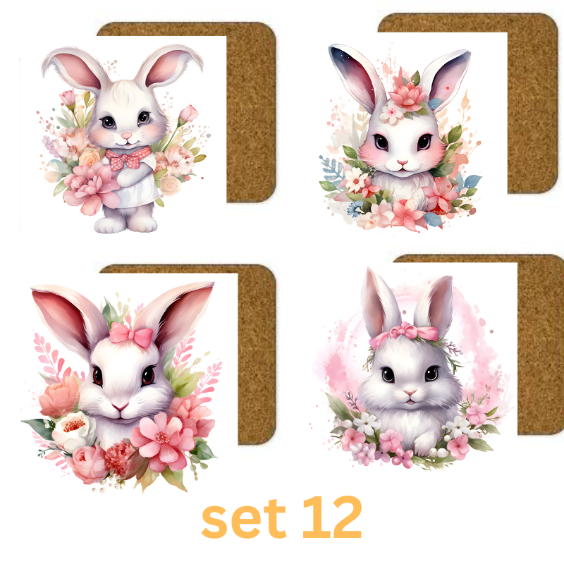 Easter Square Coaster Sublimation x 4 Gift Set Set Coaster Gift Set