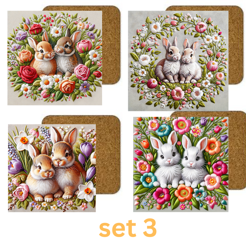 Easter Square Coaster Sublimation x 4 Gift Set Set Coaster Gift Set