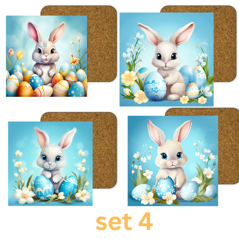 Easter Square Coaster Sublimation x 4 Gift Set Set Coaster Gift Set