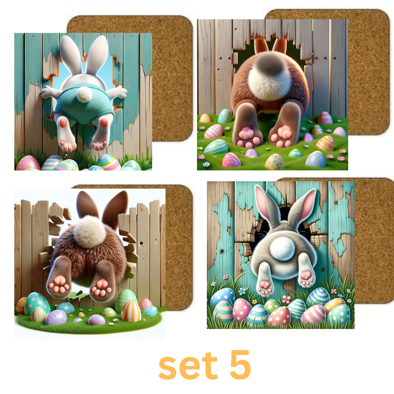 Easter Square Coaster Sublimation x 4 Gift Set Set Coaster Gift Set