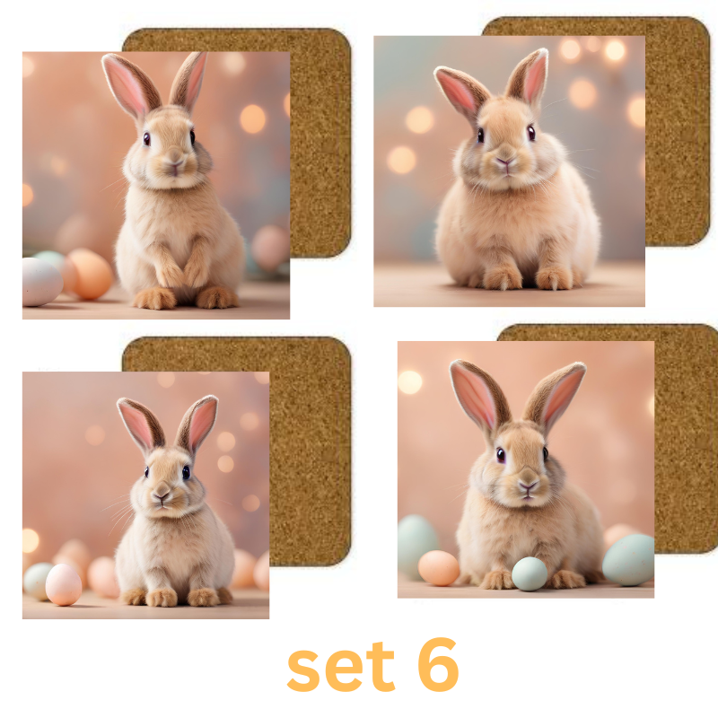 Easter Square Coaster Sublimation x 4 Gift Set Set Coaster Gift Set