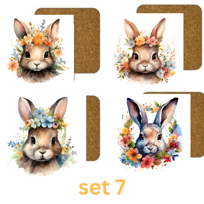 Easter Square Coaster Sublimation x 4 Gift Set Set Coaster Gift Set