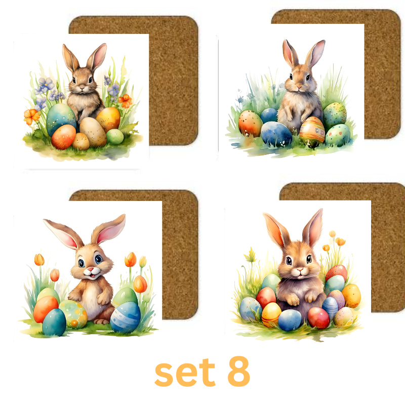 Easter Square Coaster Sublimation x 4 Gift Set Set Coaster Gift Set