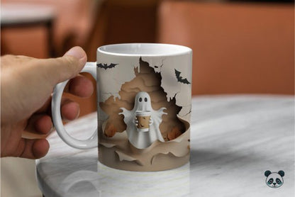 Halloween Ghost Drink Coffee 3D Mug- Perfect Gift