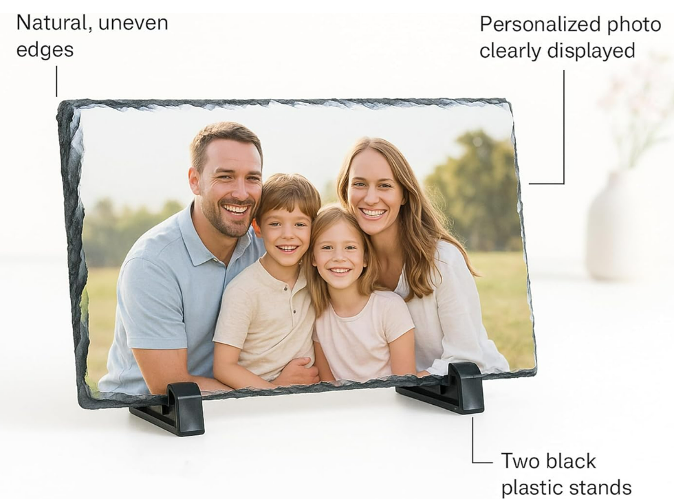 Mystery Pins Personalised Photo Rock Slate – 19x29 cm Rectangle – Custom Picture Stone Plaque with Stand – Unique Keepsake Gift for Birthdays, Weddings, Memorials & Home Display (Copy) (Copy)