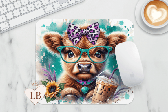 Cute Highland Cow Mouse Pad 17 Pattern Office Gift