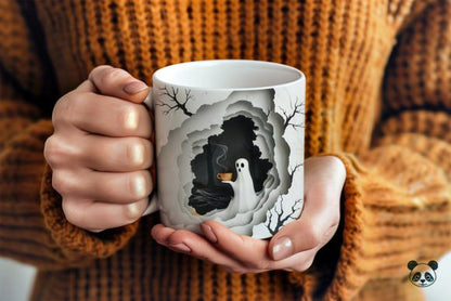 Halloween Ghost Drink Coffee 3D Mug- Perfect Gift