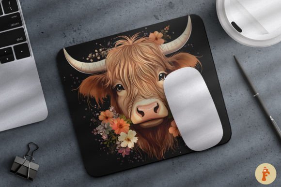 Cute Highland Cow Mouse Pad 17 Pattern Office Gift