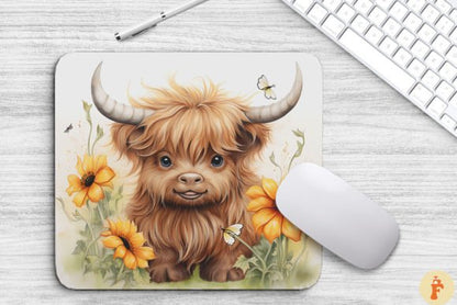 Cute Highland Cow Mouse Pad 17 Pattern Office Gift