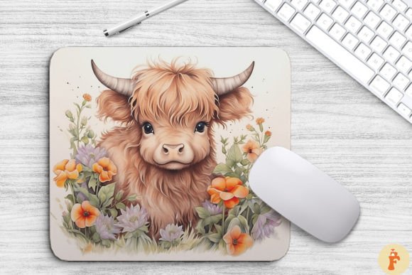 Cute Highland Cow Mouse Pad 17 Pattern Office Gift