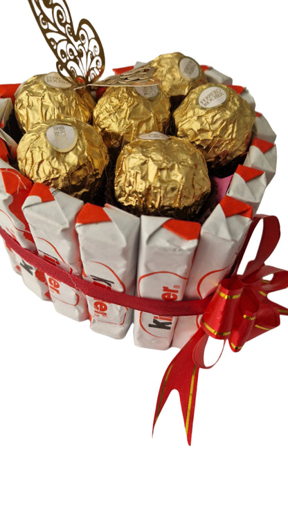 Chocolate heart Gift kinder chocolate and Ferrero Rocher small size