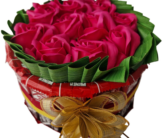 Chocolate  Gift KitKat and roses midium size -19cm