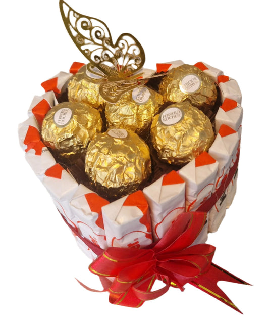 Chocolate heart Gift kinder chocolate and Ferrero Rocher small size