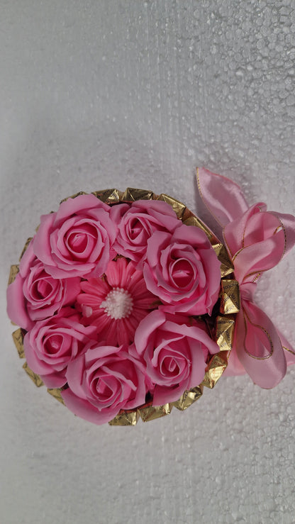 Chocolate  Gift pink  - NERCI sweets ,soaps rouses and candle  size 15cm