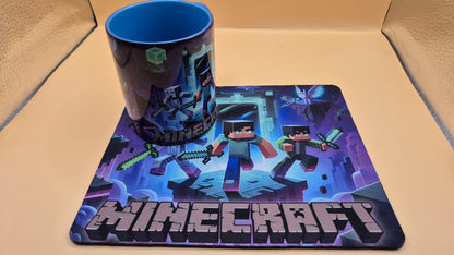 🟩 Minecraft Mug & Mouse Pad Set – Unleash Your Inner Crafter! 🟩