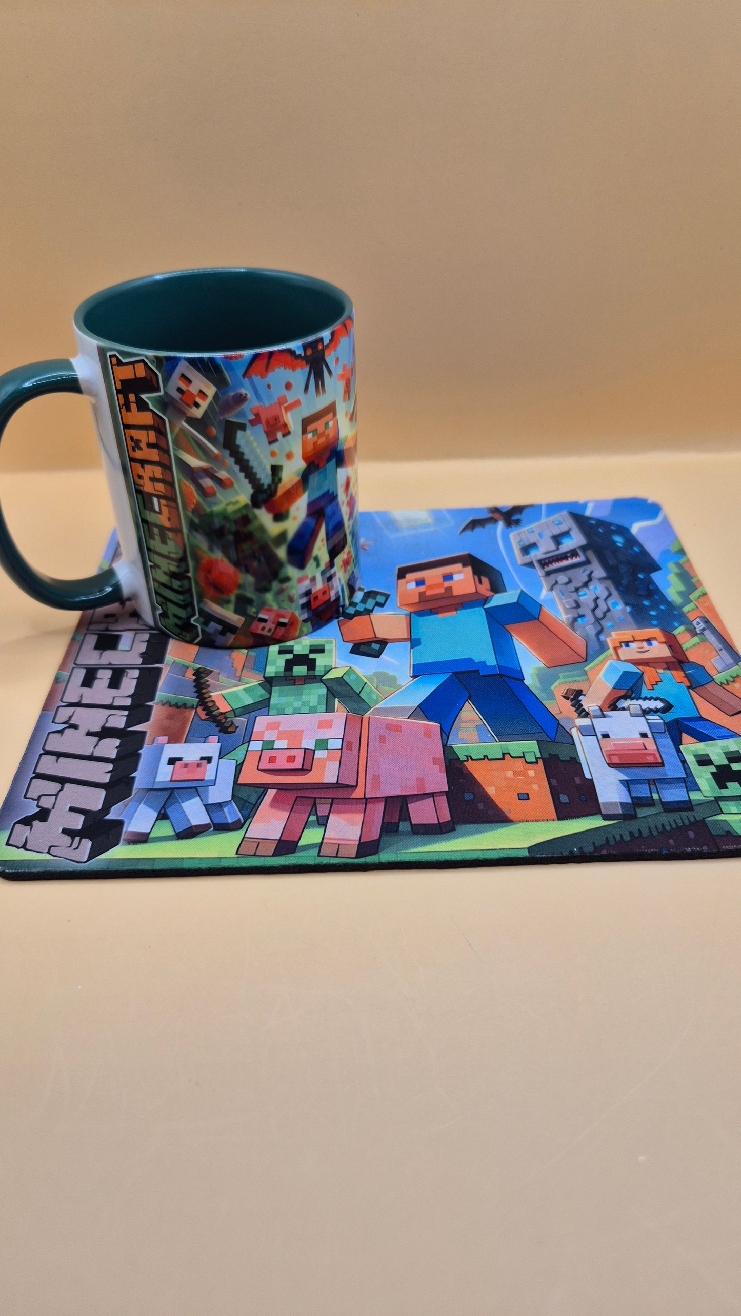 🟩 Minecraft Mug & Mouse Pad Set – Unleash Your Inner Crafter! 🟩