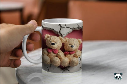 Teddy Bear Couple 3D Mug Novelty Gift Xmas Ide , Birthday