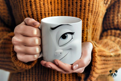 Winking Cartoon Face 3D Mug