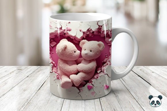 Teddy Bear Couple 3D Mug Novelty Gift Xmas Ide , Birthday