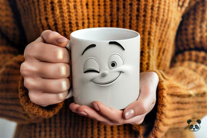 Winking Cartoon Face 3D Mug