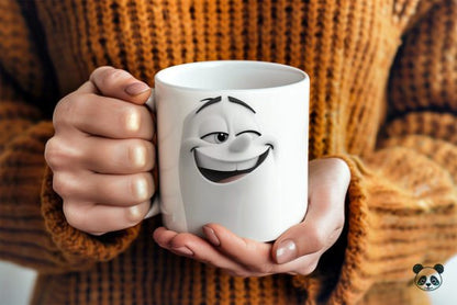 Winking Cartoon Face 3D Mug