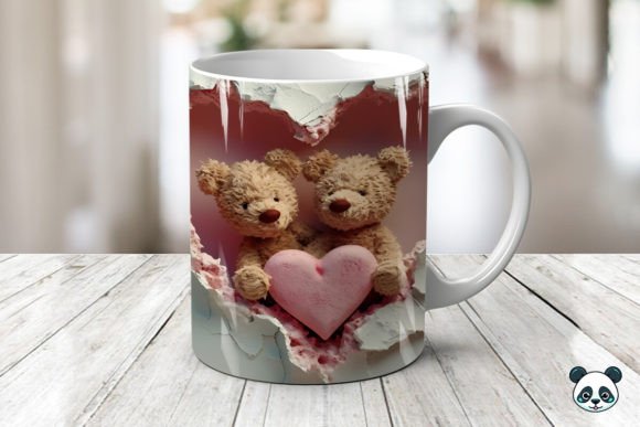 Teddy Bear Couple 3D Mug Novelty Gift Xmas Ide , Birthday